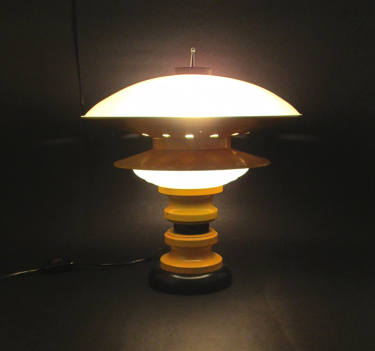 Space Age metal and opal glass table lamp, 1960s 5