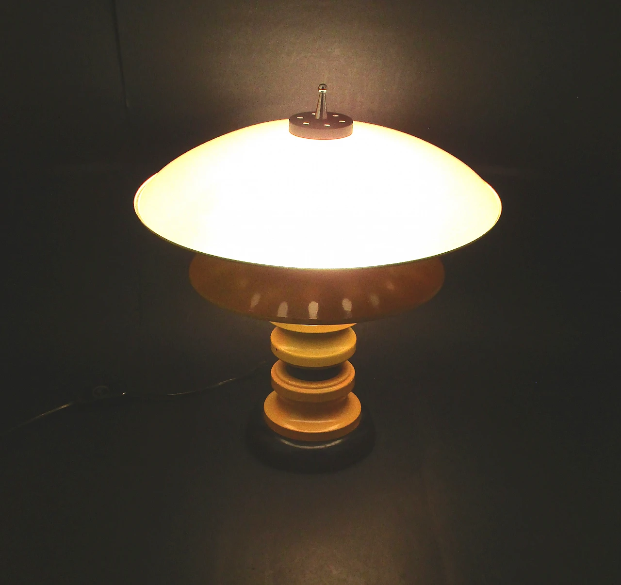 Space Age metal and opal glass table lamp, 1960s 6