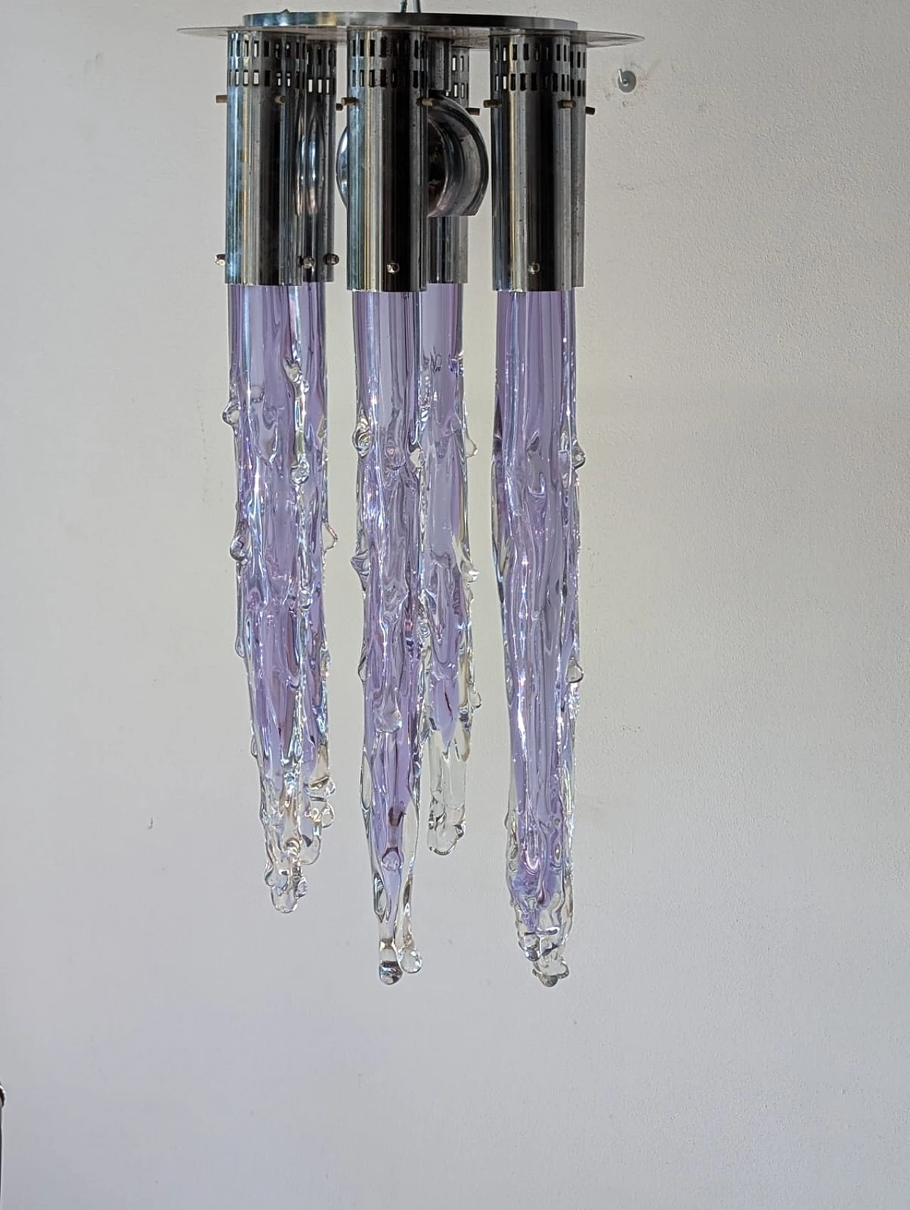 Murano iridescent glass Ceiling Chandelier, 1970s 1