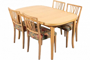 Swedish Dining Table and Chairs, 1970s