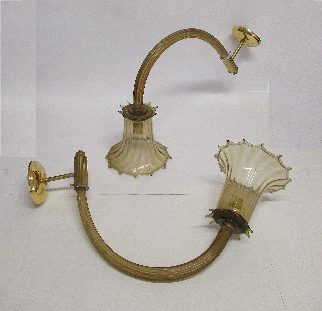 Pair of Barovier & Toso murano glass wall sconces, 1930s 1