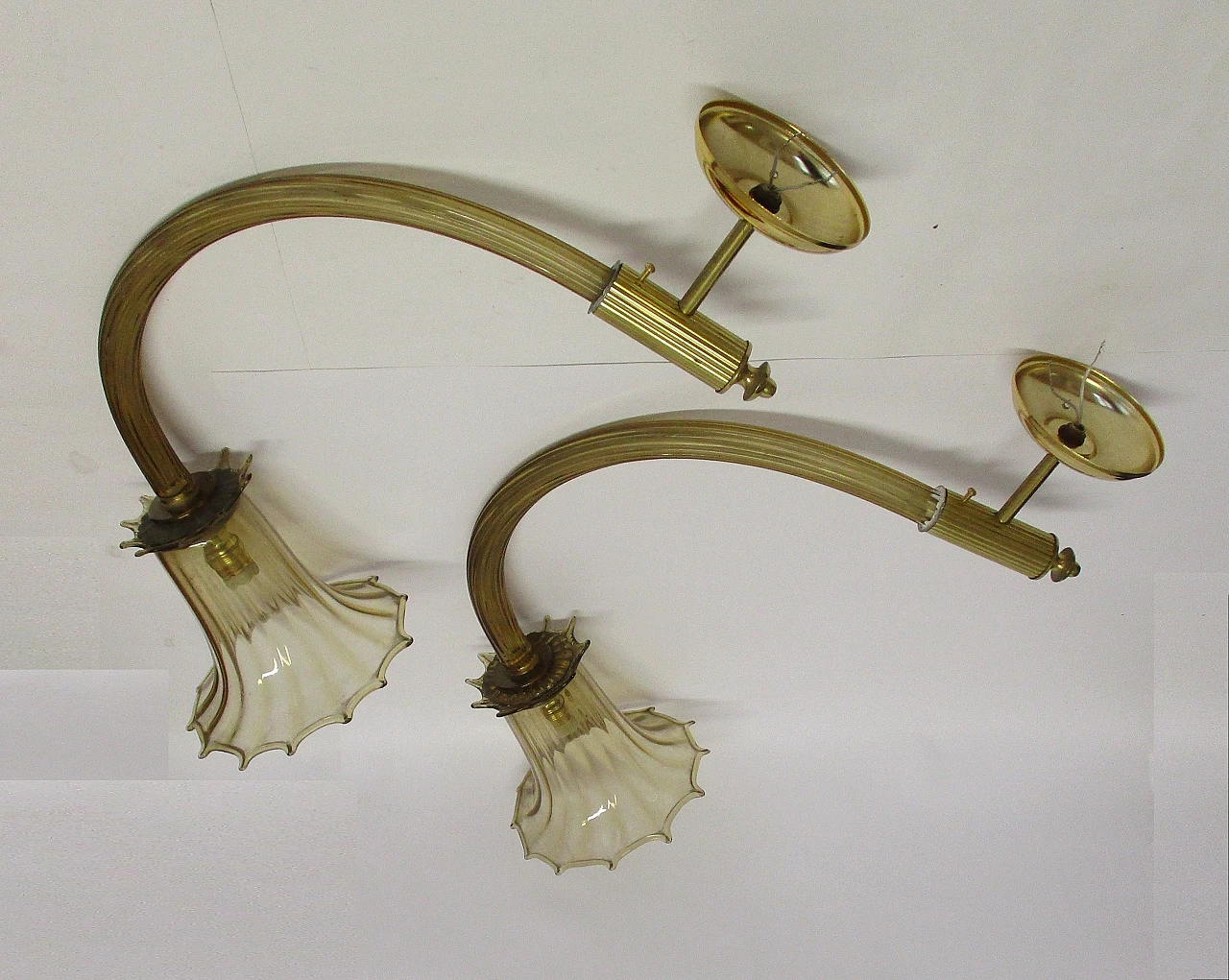 Pair of Barovier & Toso murano glass wall sconces, 1930s 6