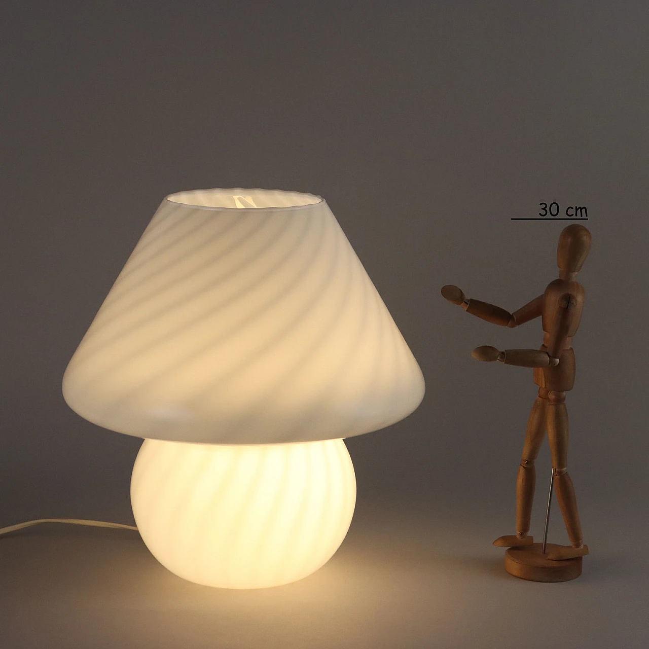 Pair of white glass table lamps, 1970s 2