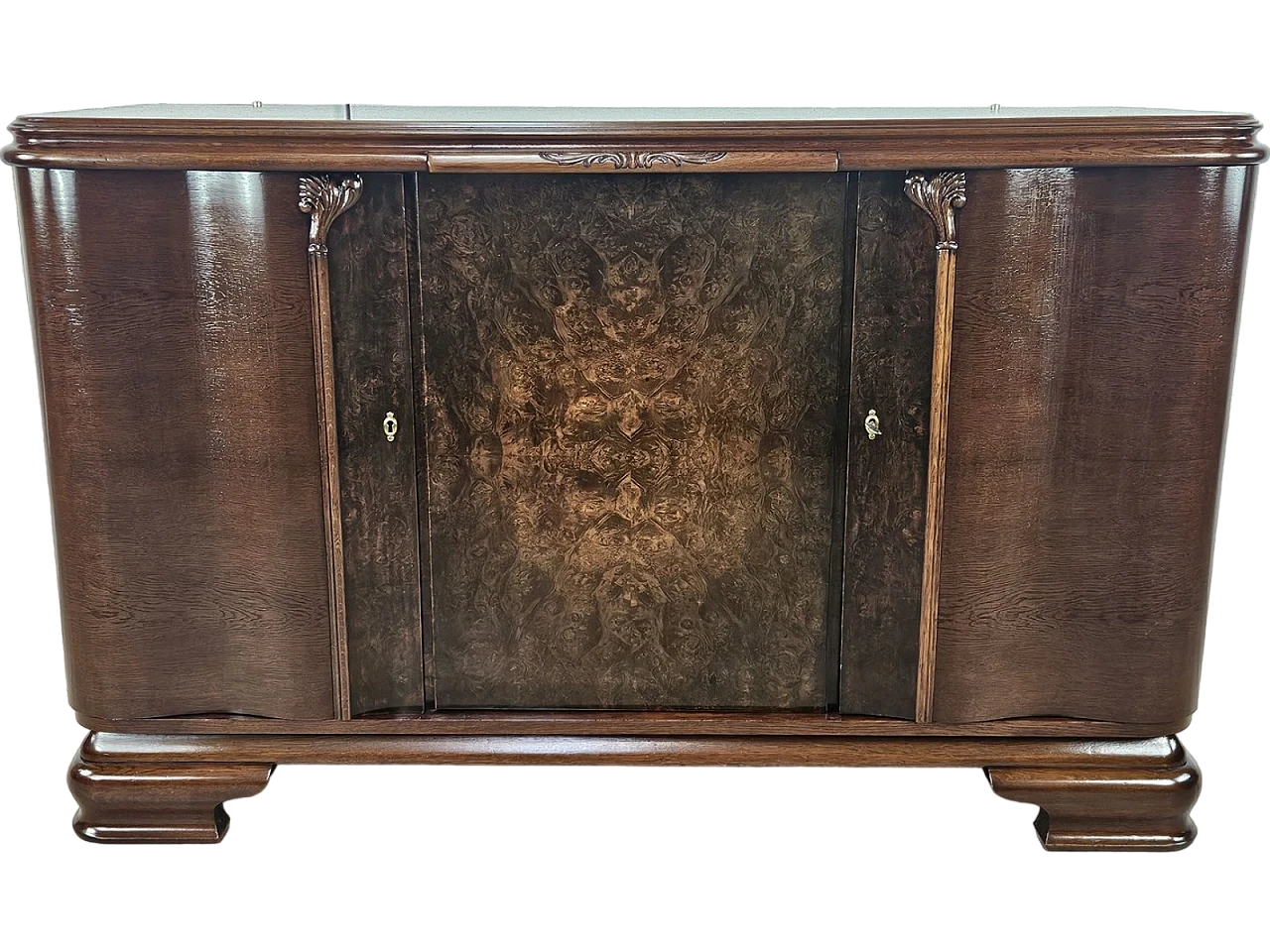 Large Art Deco Sideboard in Oak with Removable Marble Shelf by Friedrich Schlegel, 1930s 48