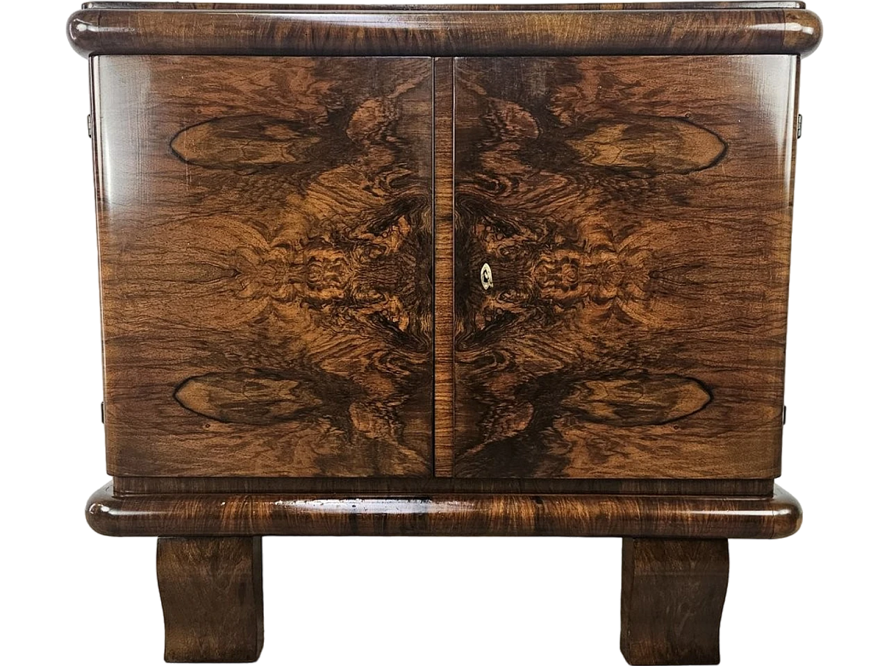 Art Deco Walnut Sideboard with Two Shelves, 1940s 38