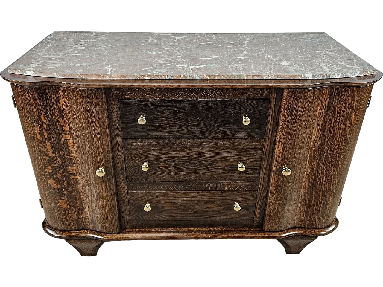 Wooden chest of drawers with red marble top, 1950a 27