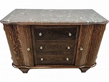 Wooden chest of drawers with red marble top, 1950a