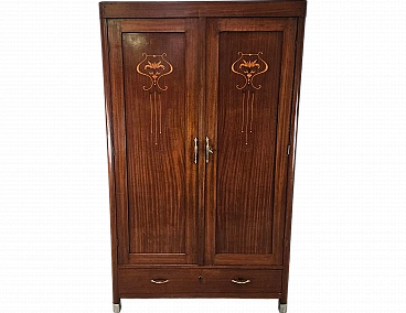 Art Nouveau Wardrobe with Decorated Doors, 1890s