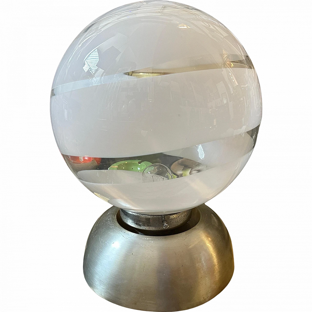 1970s Space Age Aluminum and Murano Glass Italian Table Lamp by Mazzega 11