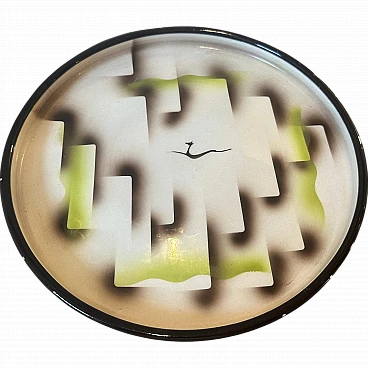 1930s Art Deco Ceramic Air Brushed Italian Round Plate by Corrado Lucchesi