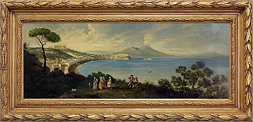 Naples by Ettore Ferrante, oil on canvas with frame, 1990s