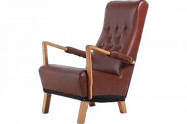 Leather SeatUp lounge chair by O.H. Sjögren, 1990s