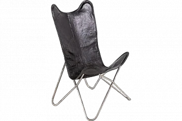 Butterfly leather and steel armchair, late 20th century