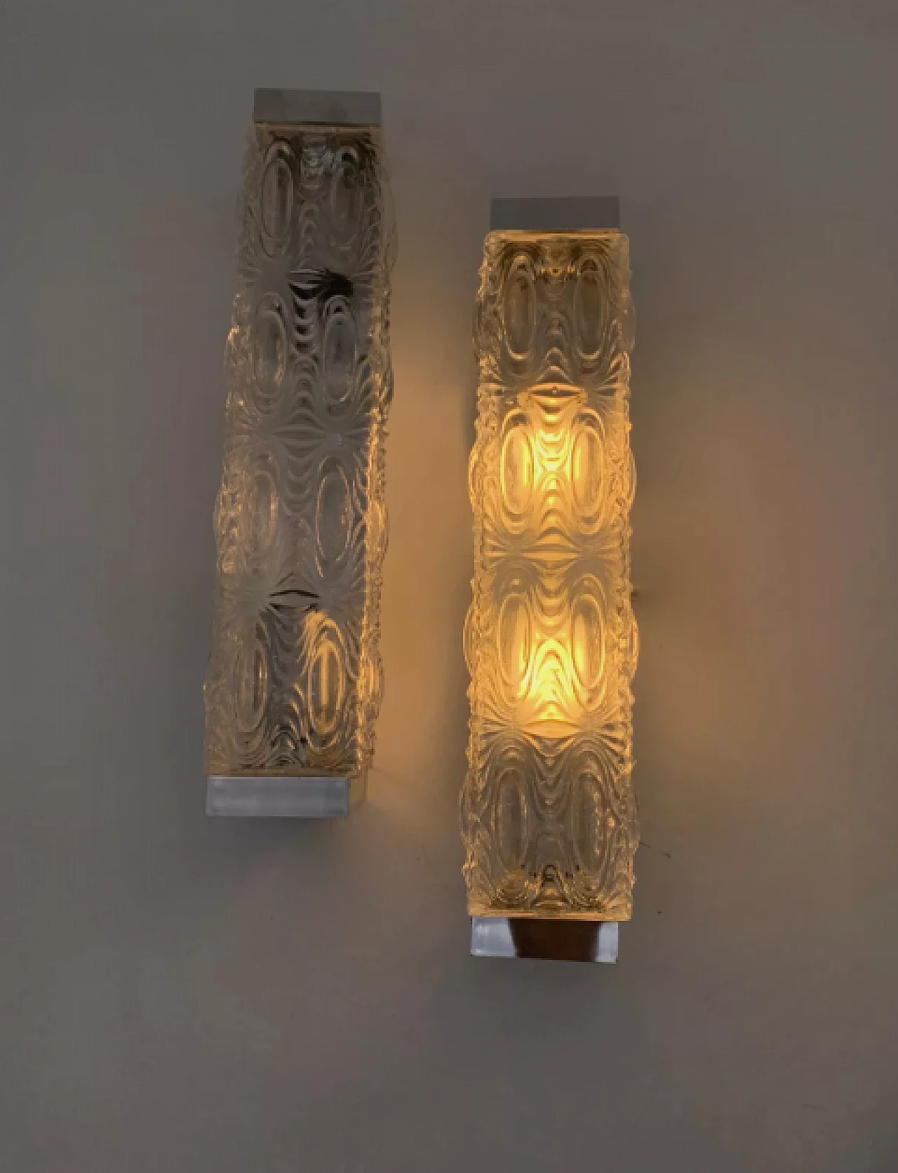 Pair of glass wall sconces, 1970s 1