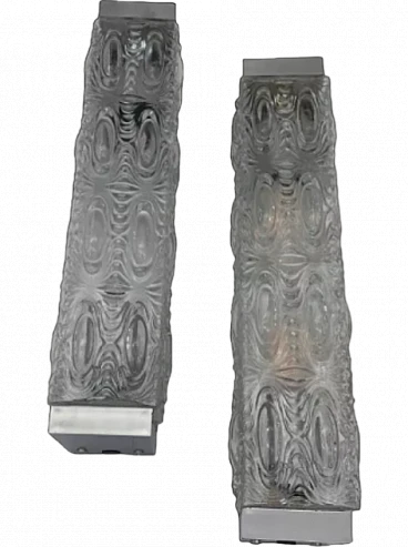 Pair of glass wall sconces, 1970s