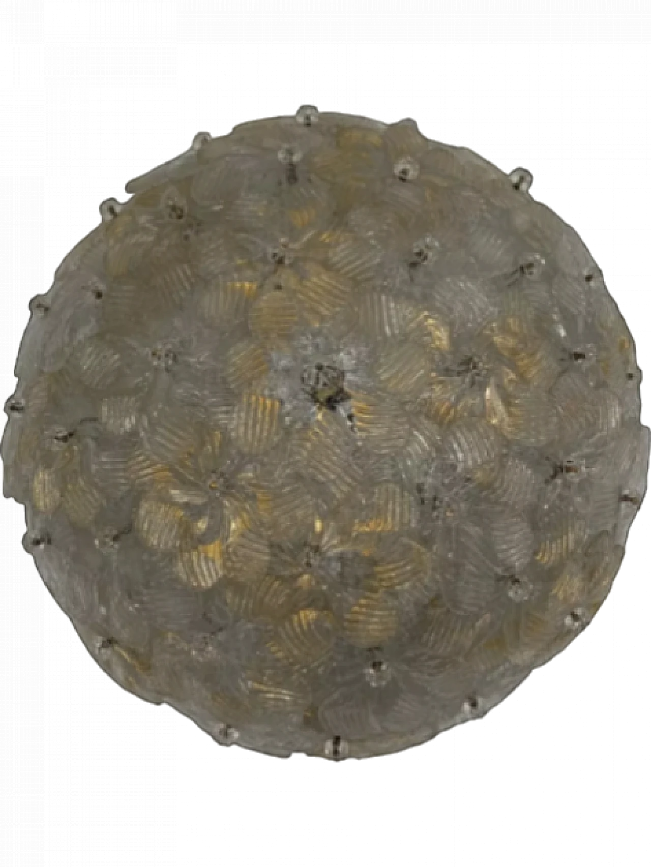 Ceiling lamp with Murano crystal and gold flowers, 1980s 8