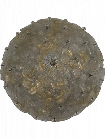 Ceiling lamp with Murano crystal and gold flowers, 1980s