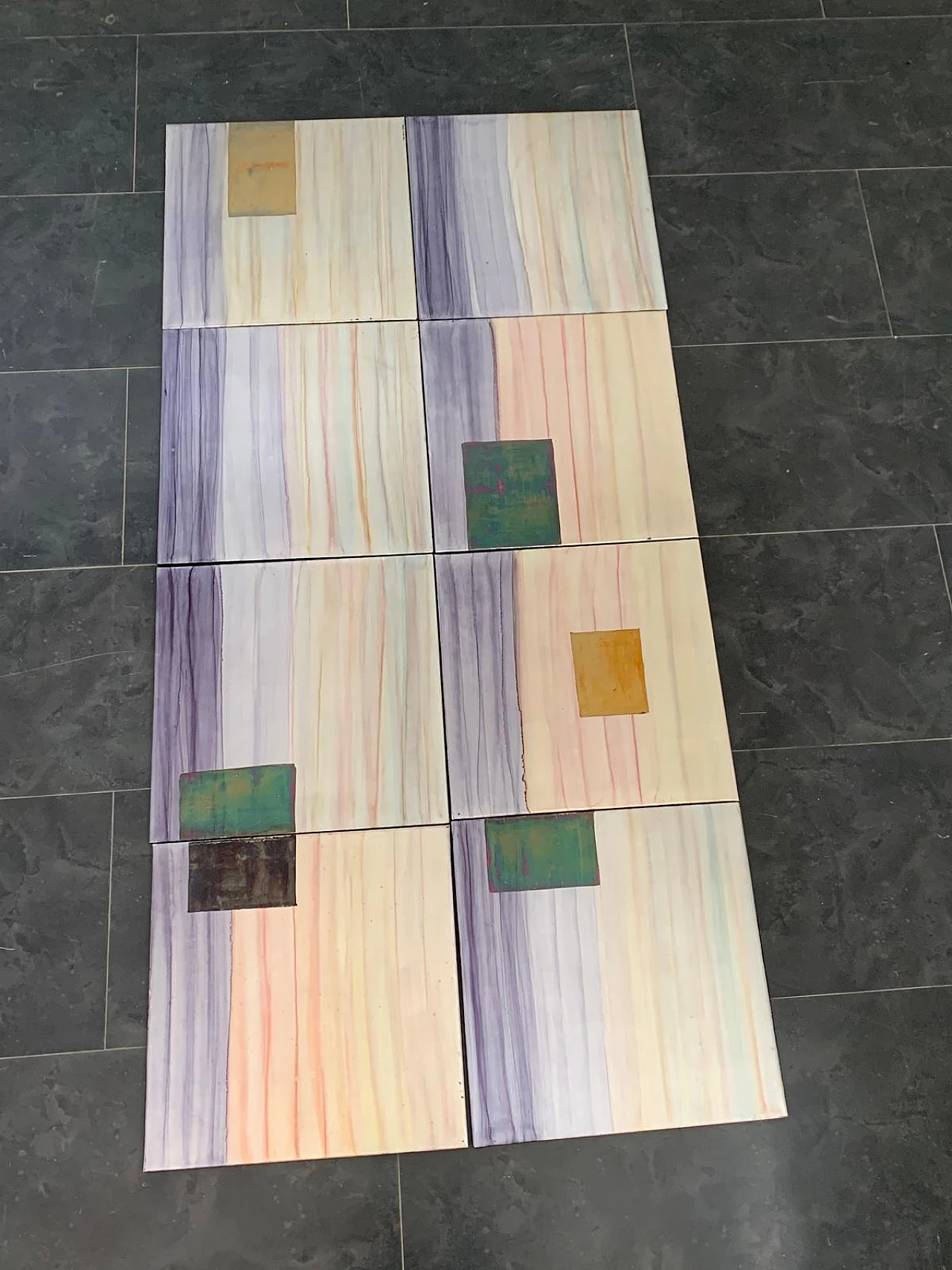 Iridescent Polychrome Abstract Panels in Metal, 1980s, Set of 8 2