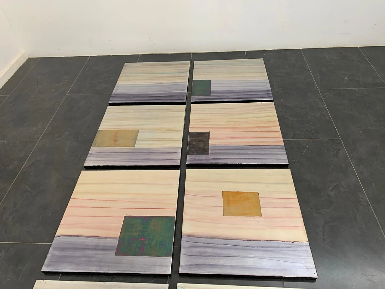 Iridescent Polychrome Abstract Panels in Metal, 1980s, Set of 8 5