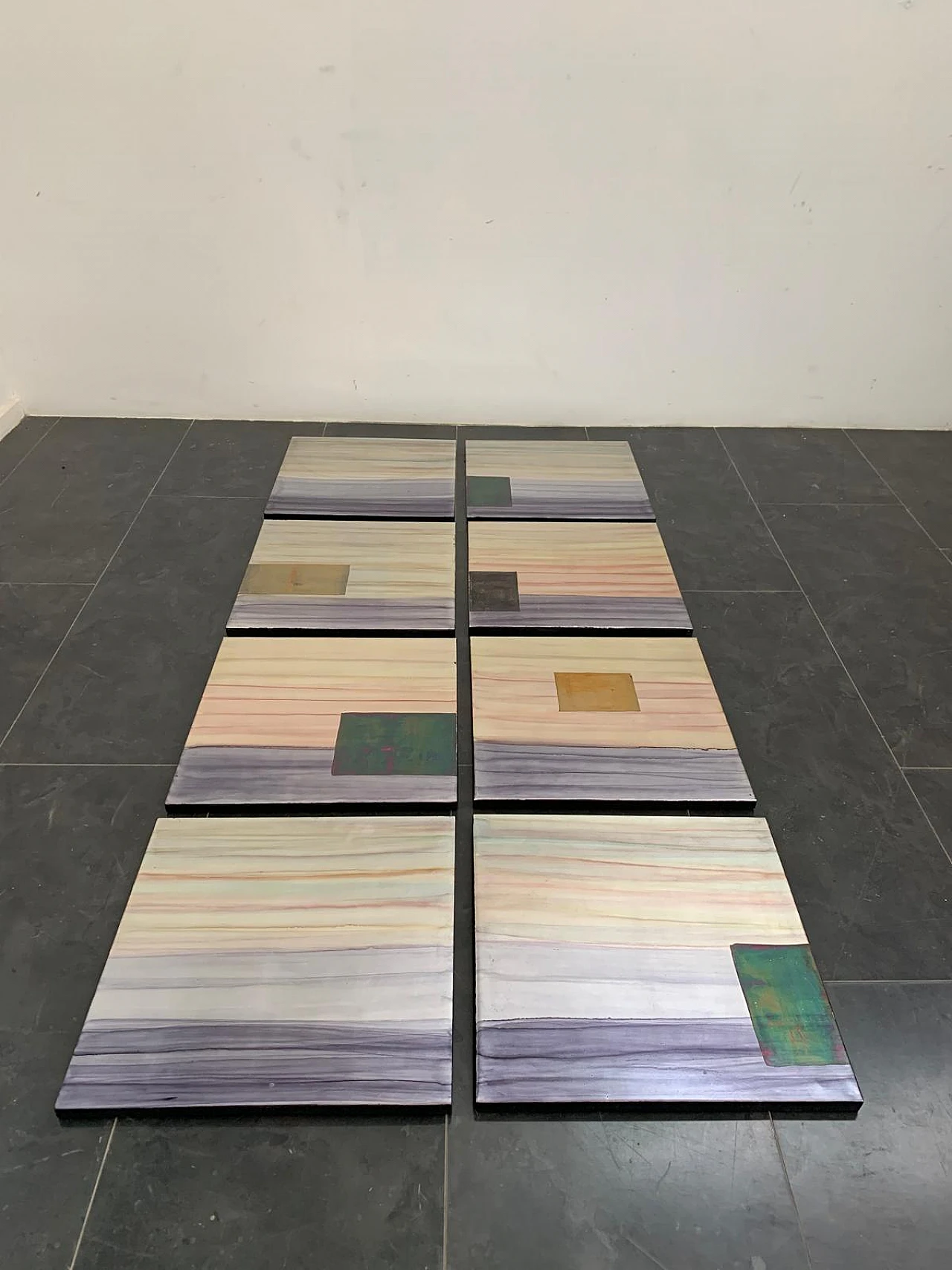 Iridescent Polychrome Abstract Panels in Metal, 1980s, Set of 8 6