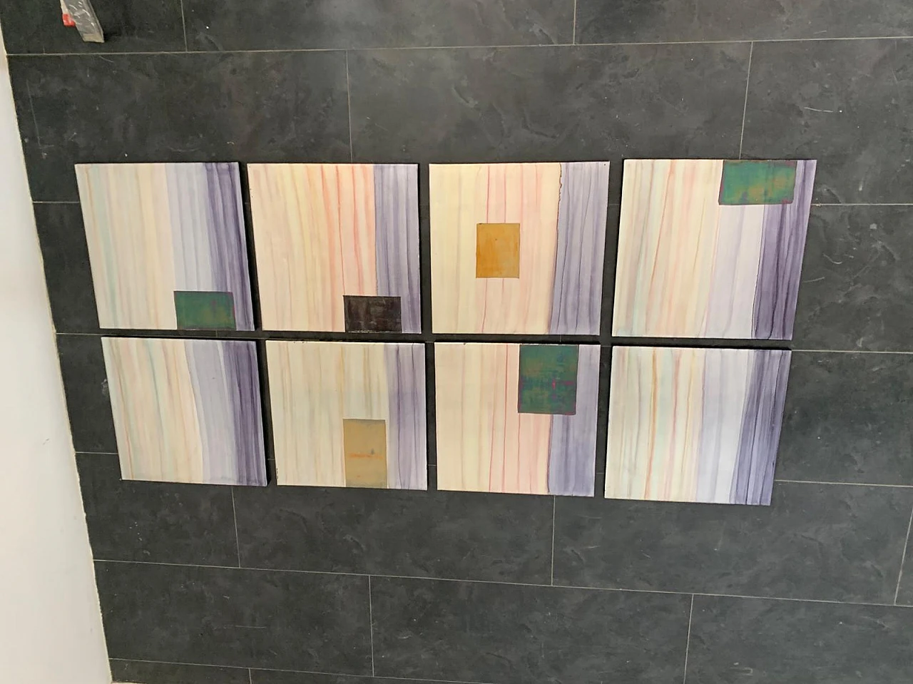 Iridescent Polychrome Abstract Panels in Metal, 1980s, Set of 8 12