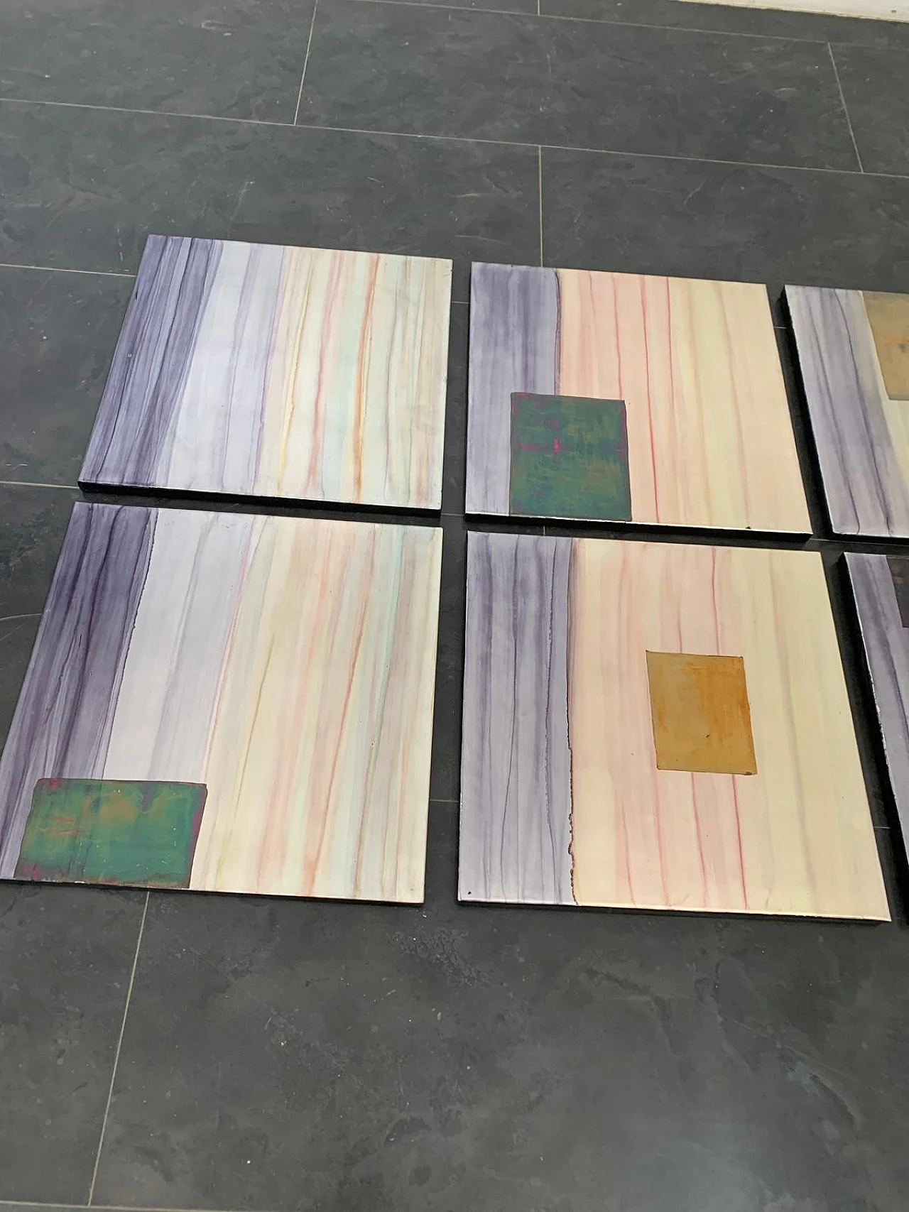 Iridescent Polychrome Abstract Panels in Metal, 1980s, Set of 8 15