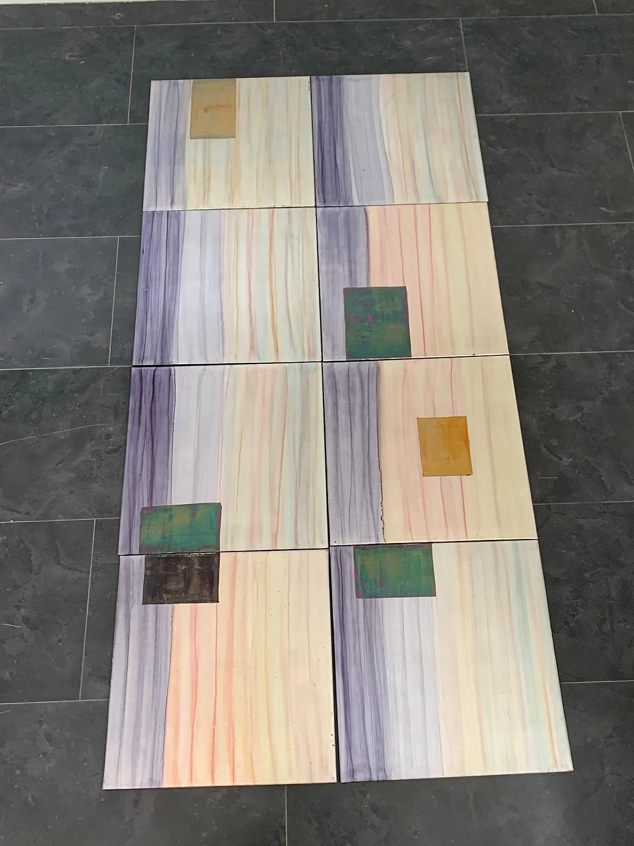 Iridescent Polychrome Abstract Panels in Metal, 1980s, Set of 8 16