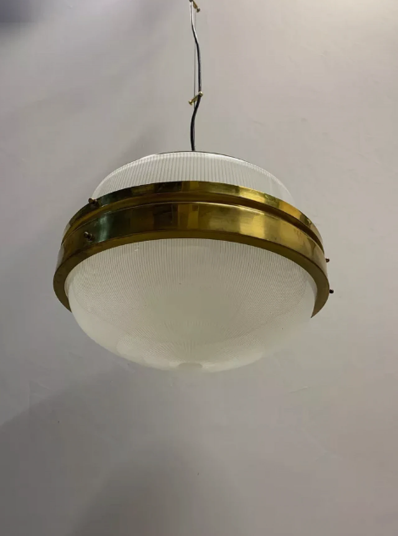 Glass and brass chandelier by Artemide, 1960s 5