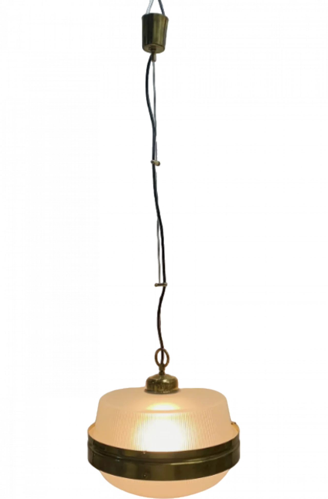 Glass and brass chandelier by Artemide, 1960s 6