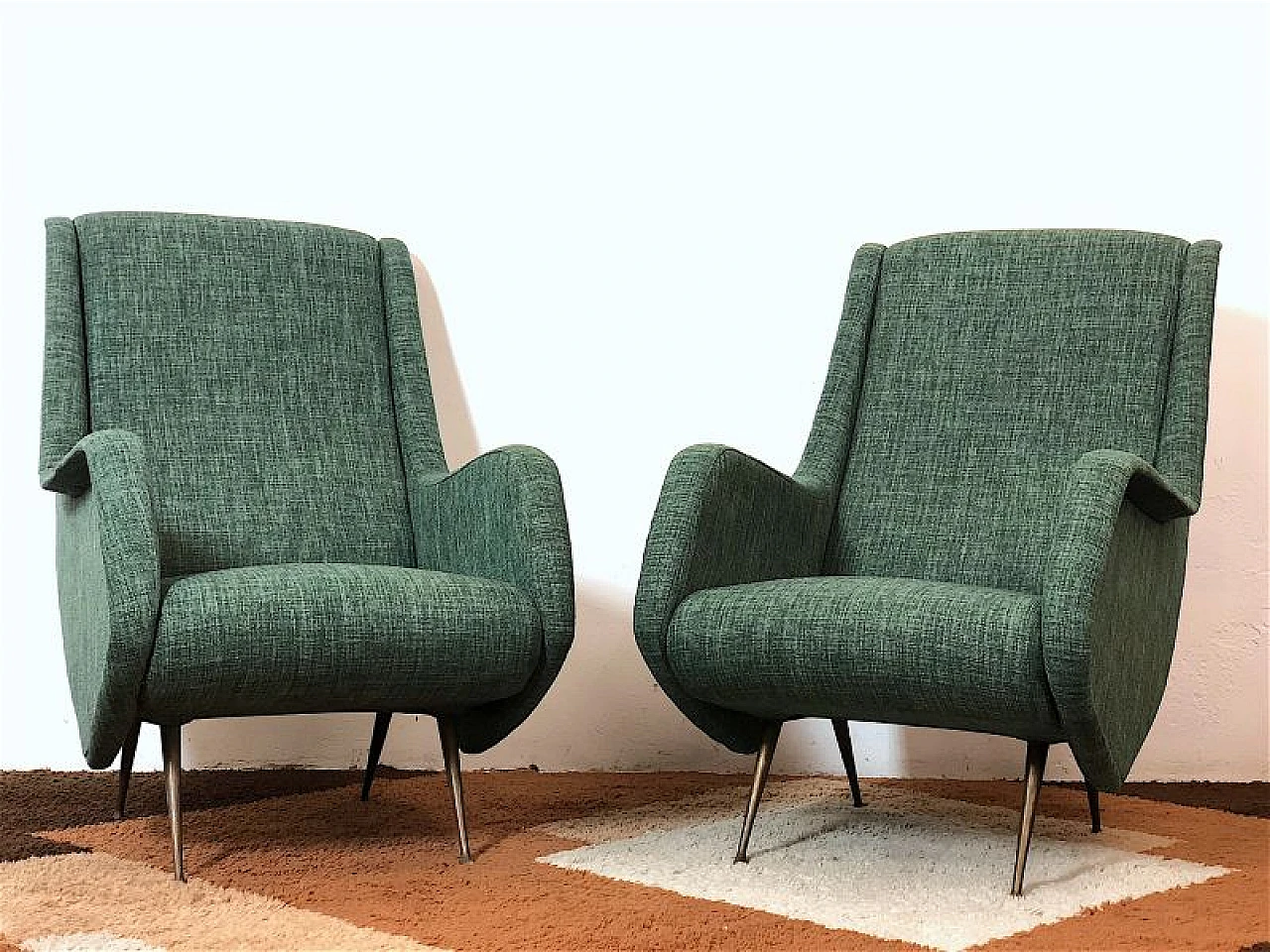 Pair of Isa armchairs by Aldo Morbelli, 1950s 3