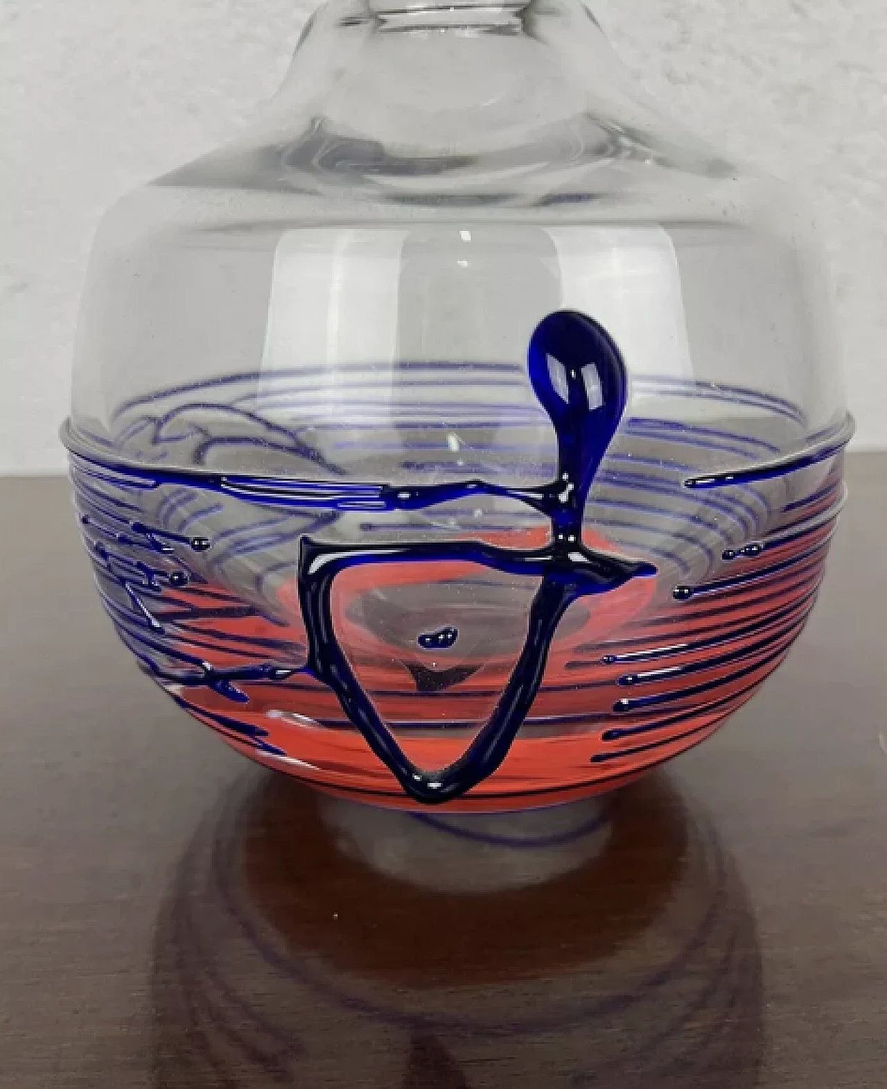 Red and blue glass vase, 1960s 4