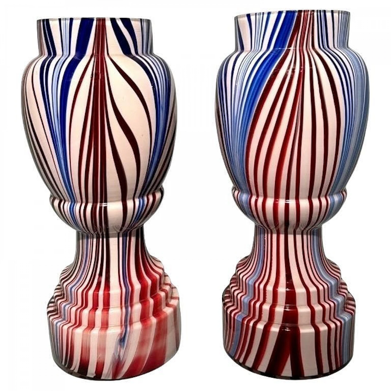 Pair of French coloured opaline glass vases, late 19th century 1