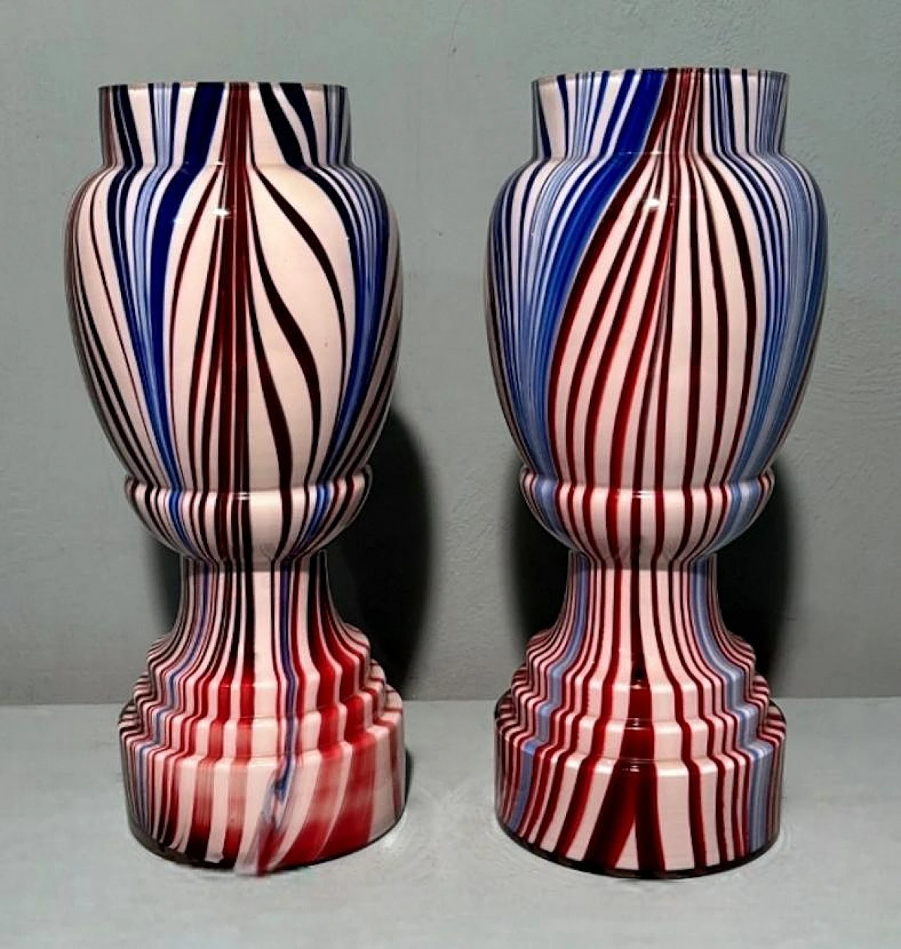 Pair of French coloured opaline glass vases, late 19th century 2