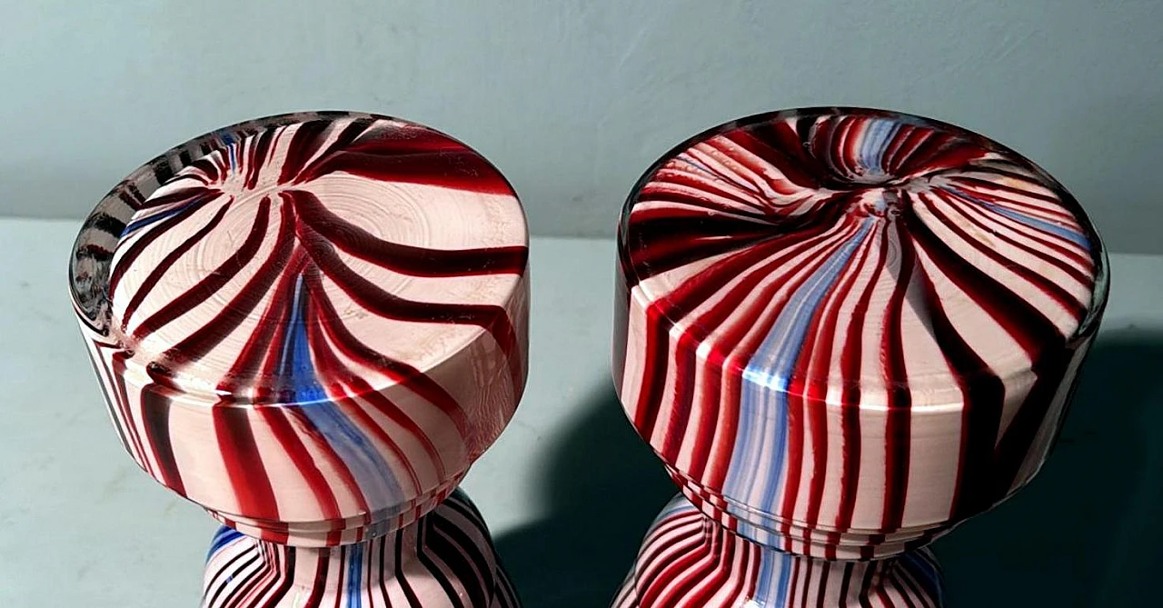 Pair of French coloured opaline glass vases, late 19th century 19