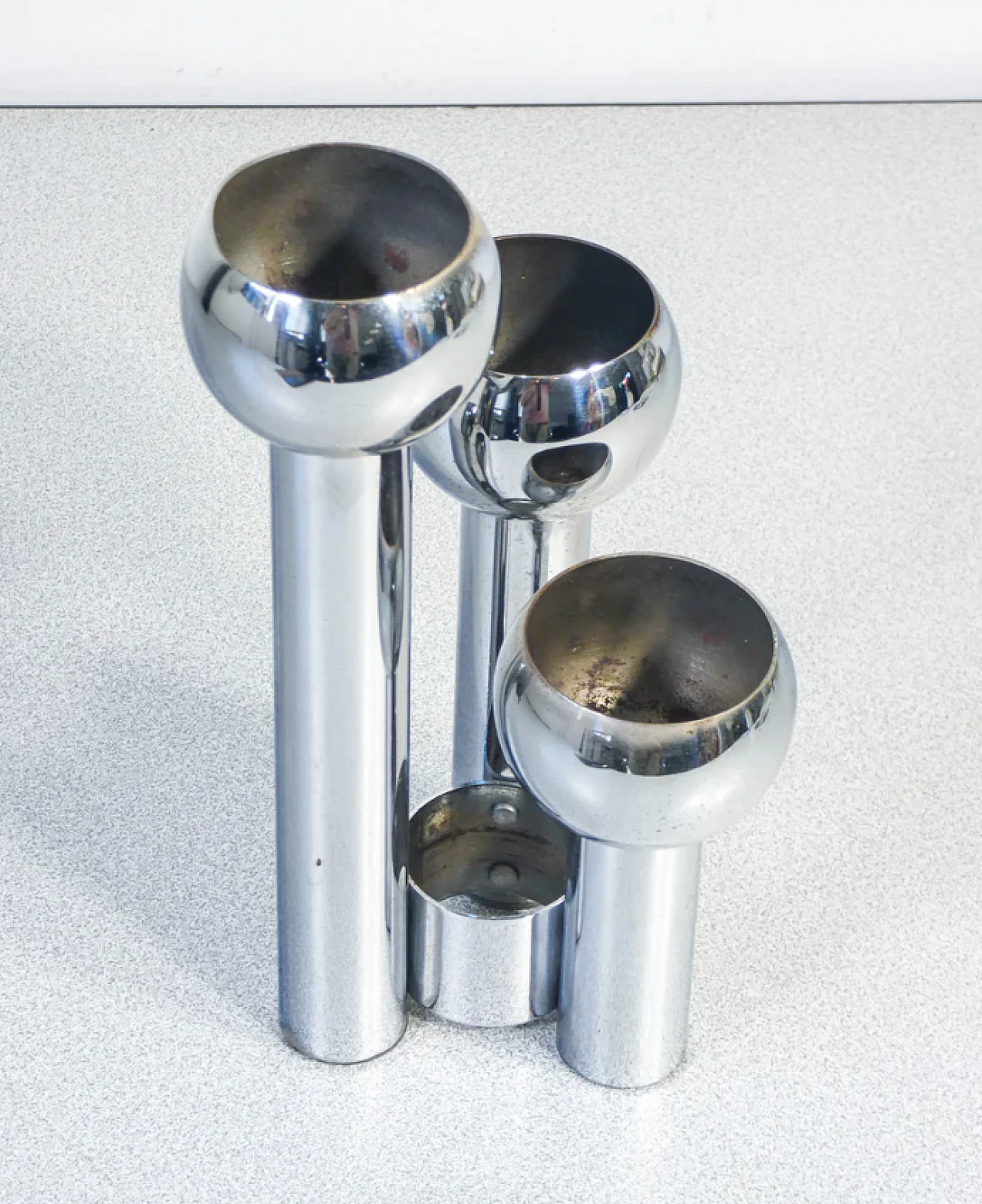 Chrome-plated metal candle holder, 1970s 3