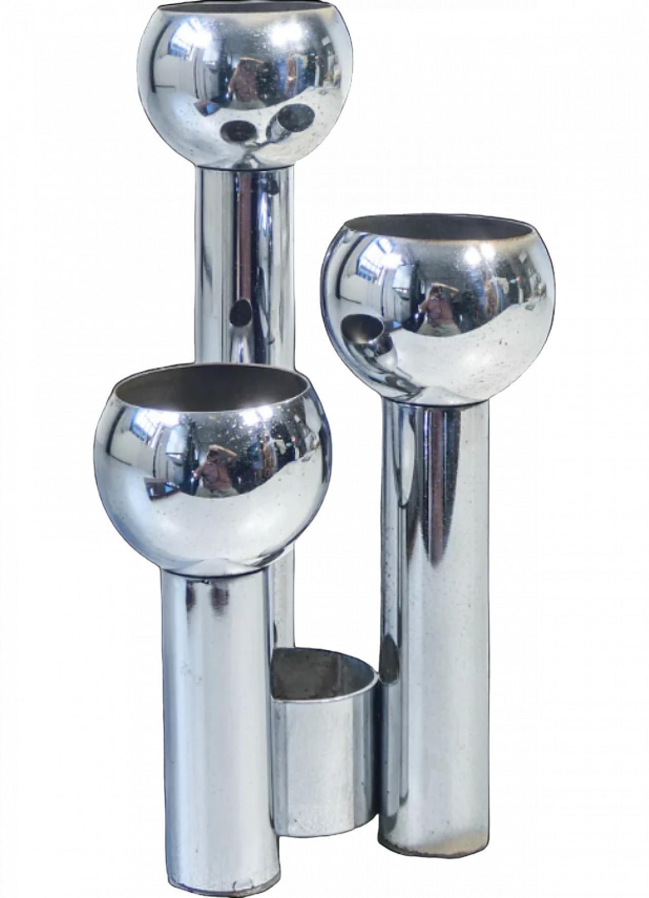 Chrome-plated metal candle holder, 1970s 7