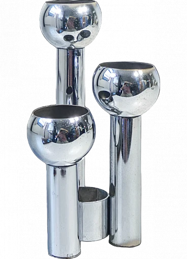 Chrome-plated metal candle holder, 1970s