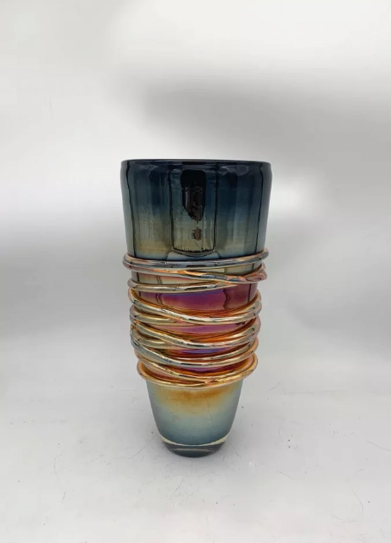 Murano etched glass vase, 1980s 4