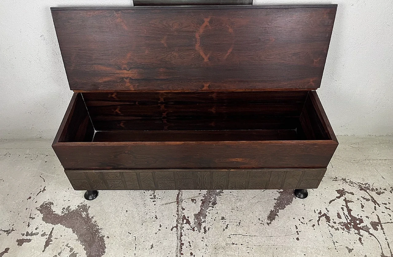 Mirror and chest in wood and enamelled copper, 1950s 4