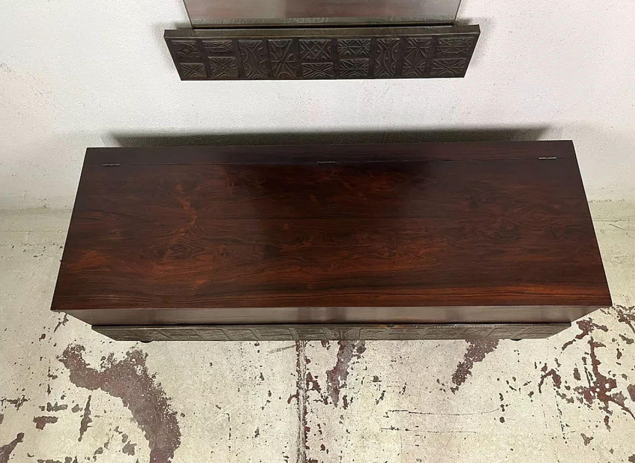 Mirror and chest in wood and enamelled copper, 1950s 10