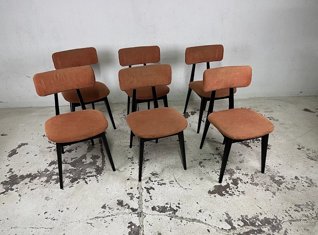 6 Wood and fabric chairs by Ico Parisi, 1950s 1