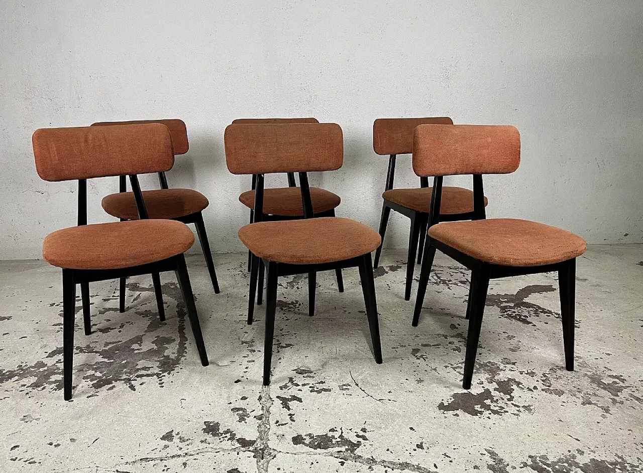 6 Wood and fabric chairs by Ico Parisi, 1950s 2