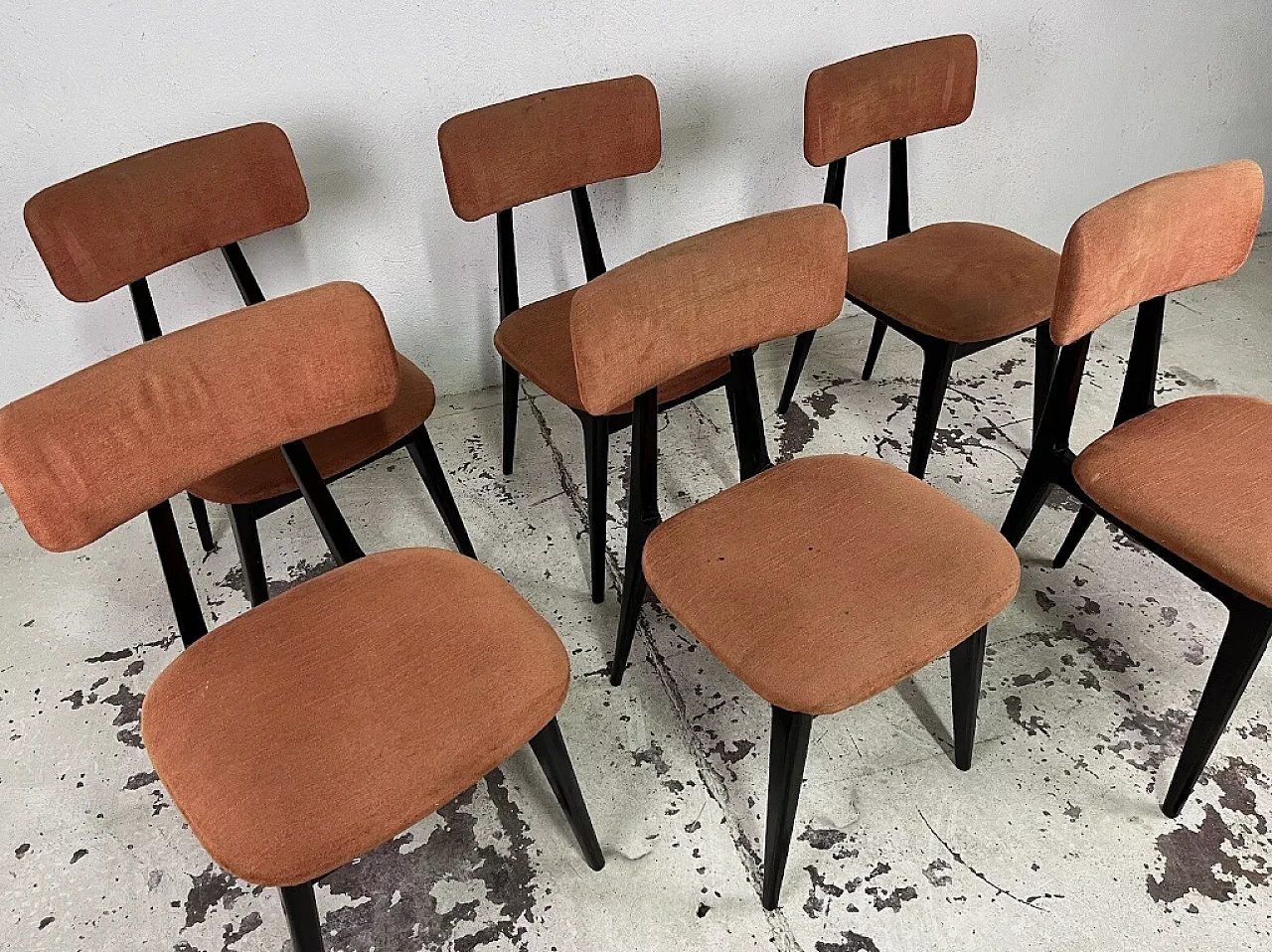 6 Wood and fabric chairs by Ico Parisi, 1950s 3