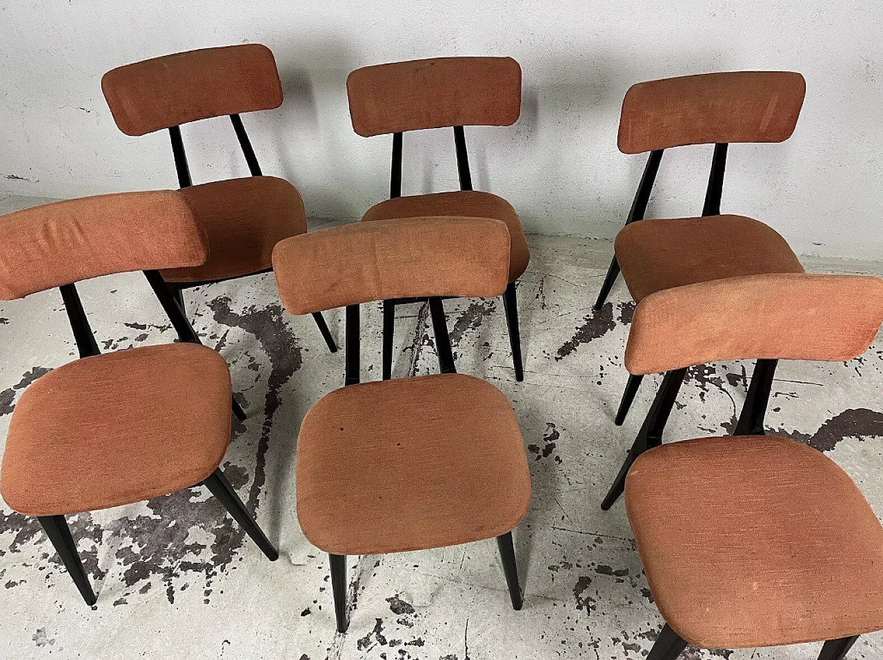 6 Wood and fabric chairs by Ico Parisi, 1950s 4