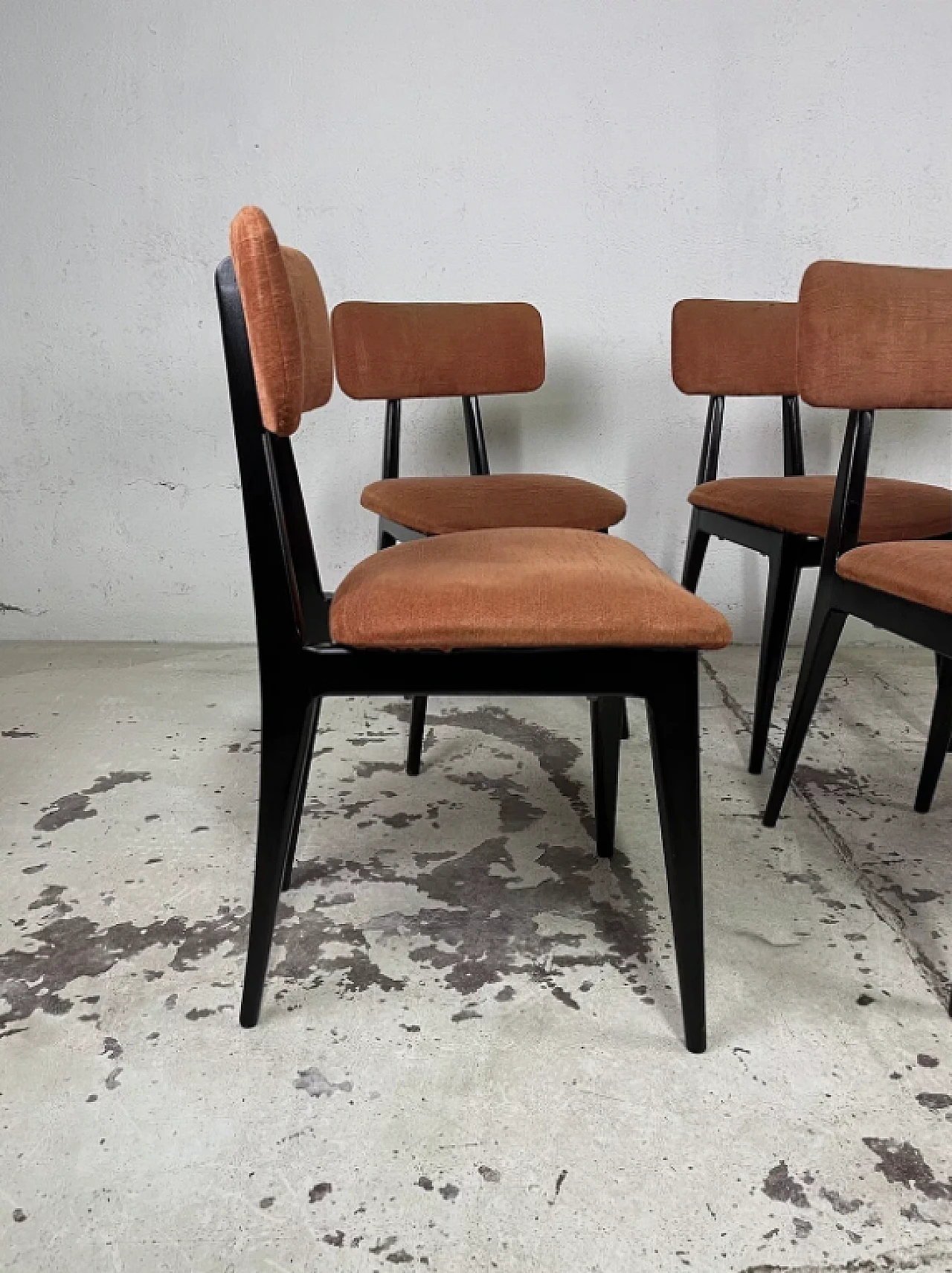 6 Wood and fabric chairs by Ico Parisi, 1950s 10