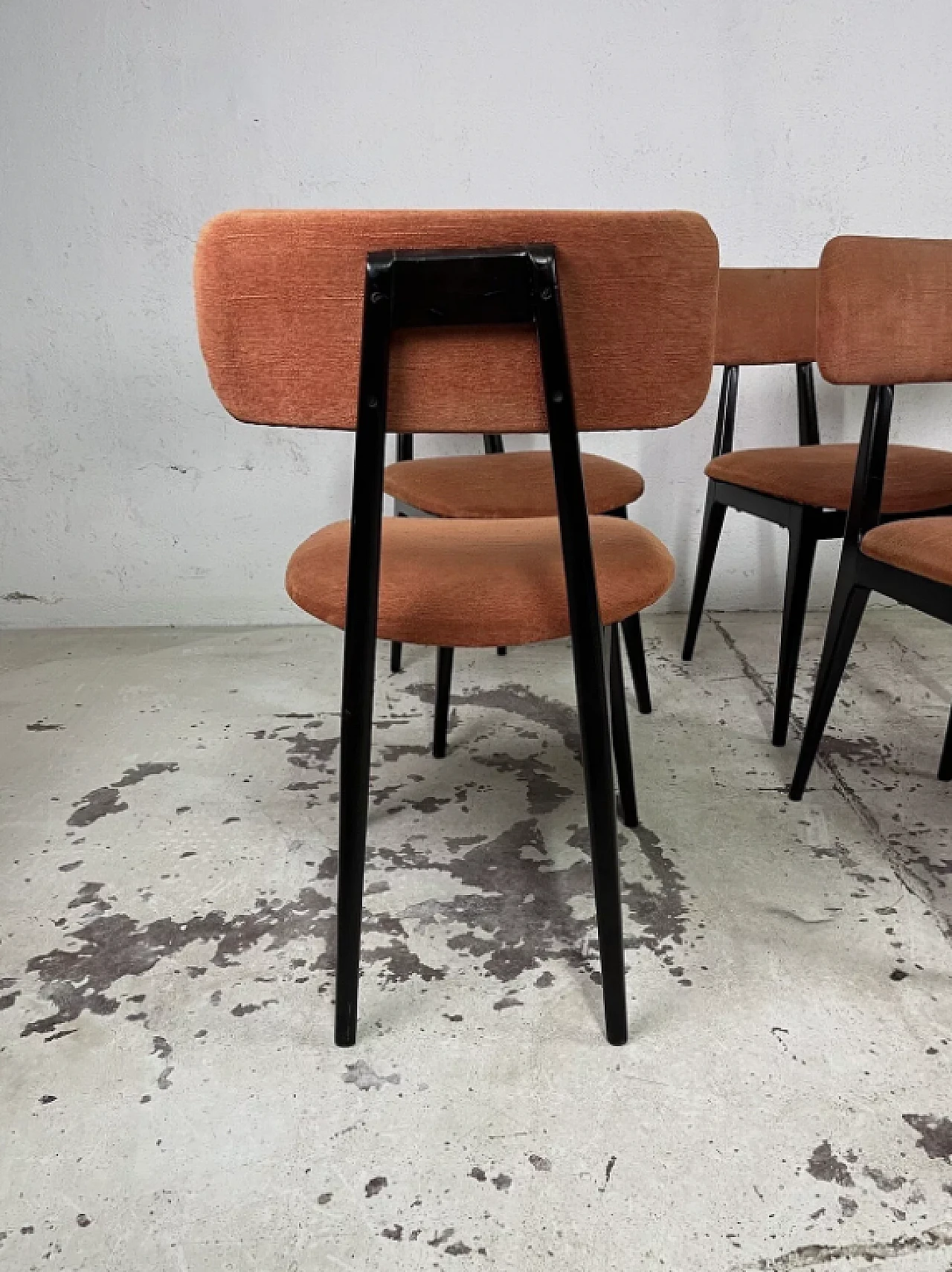 6 Wood and fabric chairs by Ico Parisi, 1950s 12