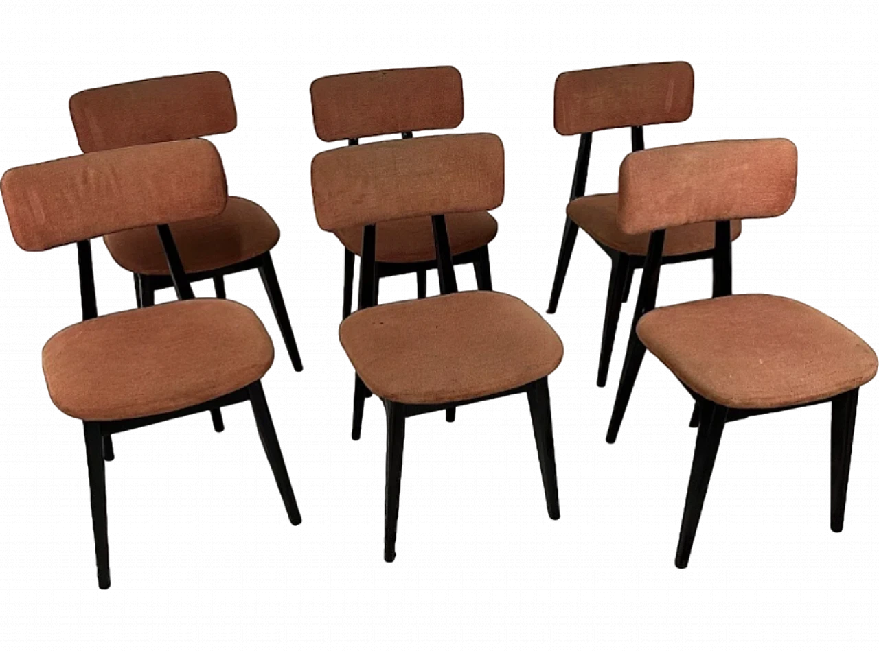 6 Wood and fabric chairs by Ico Parisi, 1950s 15