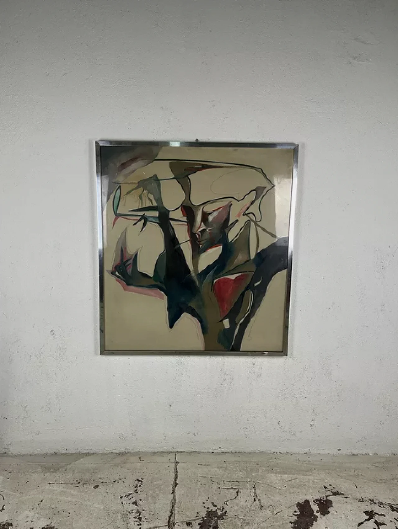 Abstract painting by Domenico Pellicano, mixed media on canvas, 1980s 1