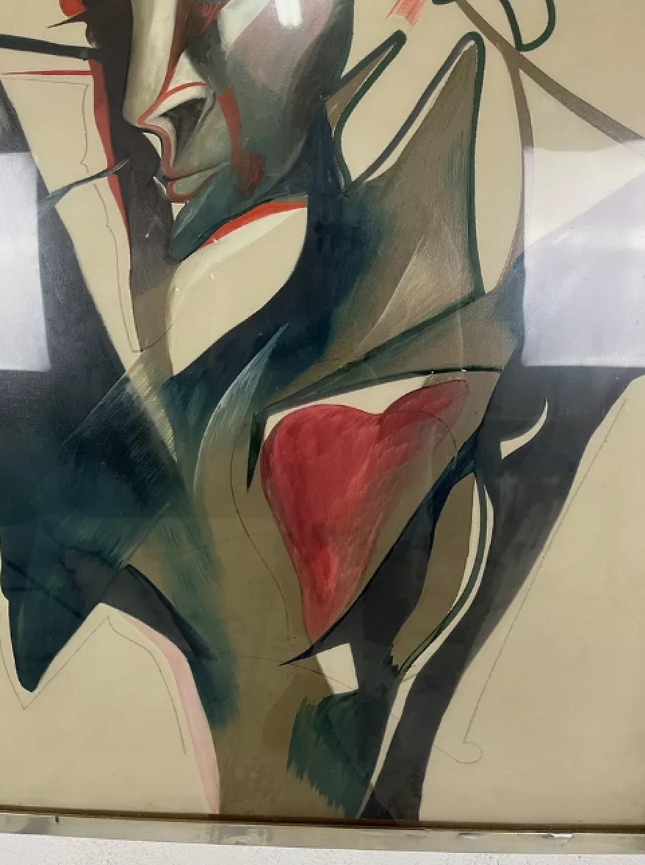 Abstract painting by Domenico Pellicano, mixed media on canvas, 1980s 6