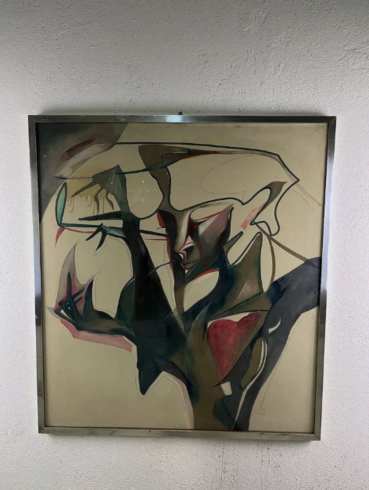 Abstract painting by Domenico Pellicano, mixed media on canvas, 1980s 7